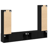 4 Piece Tv Cabinet Set Wall-Mounted Black Oak Engineered Wood