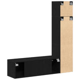 3 Piece Wall-Mounted Tv Cabinet Set Black Oak Engineered Wood