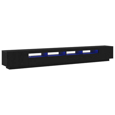 Tv Stand With Led Lights - Black Oak - 300X35X40 Cm - Made From Engineered Wood