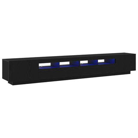 Tv Stand With Led Lights - Black Oak, 260X35X40 Cm, Made Of Engineered Wood