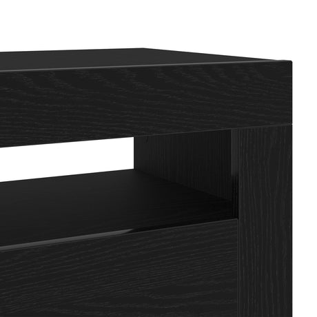 Tv Stand With Led Lights - Black Oak - 75X35X40 Cm - Made Of Engineered Wood
