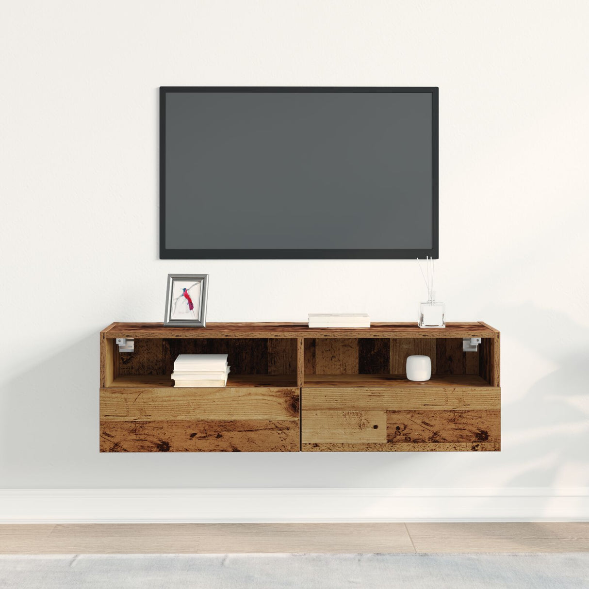 Tv Wall Cabinet Old Wood 100X30X30 Cm Engineered Wood