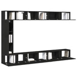 7 Piece Tv Cabinet Set Wall-Mounted Black Oak Engineered Wood