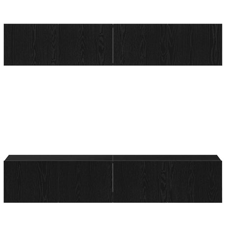 4-Piece Wall-Mounted Tv Cabinet Set In Black Oak Engineered Wood