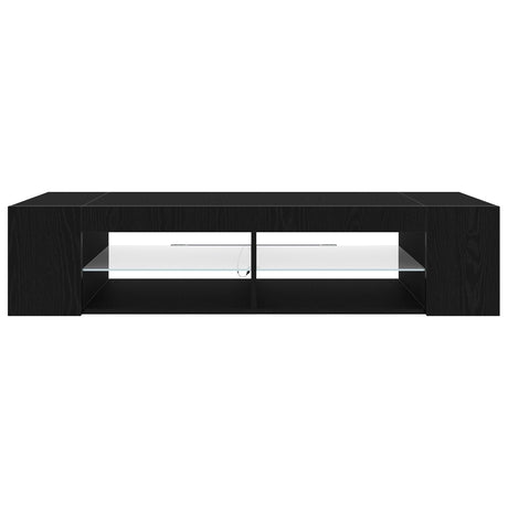 Tv Stand With Led Lights, Black Oak, 135X39X30Cm, Made Of Engineered Wood
