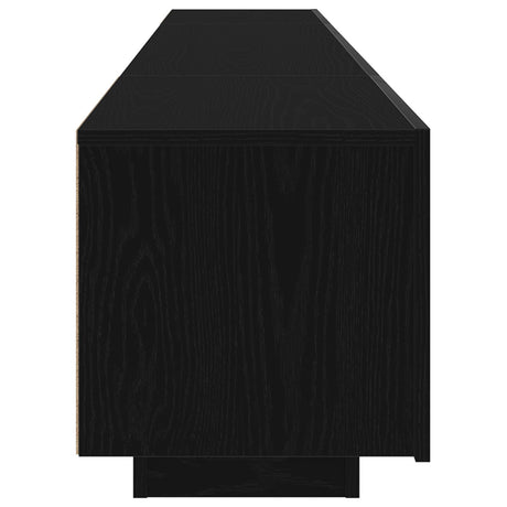 Tv Cabinet With Led Lights - Black Oak - 200 X 35 X 40 Cm - Engineered Wood