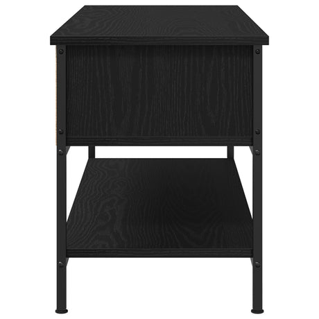 Tv Cabinet Black Oak 100X35X45 Cm Engineered Wood And Steel