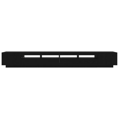 Tv Stand With Led Lights - Black Oak - 300X35X40 Cm - Made From Engineered Wood