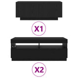Tv Stand With Led Lights - Black Oak - 300X35X40 Cm - Made From Engineered Wood