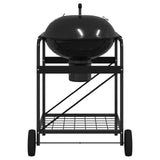Charcoal Grill Cart With Lid Black 96X72X113 Cm Metal