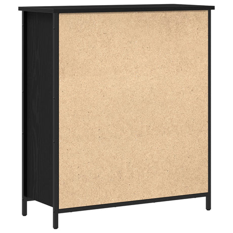 Sideboard Black Oak 70X30X80 Cm Engineered Wood And Steel