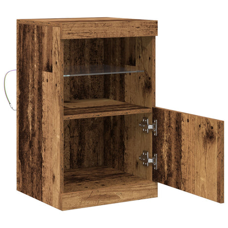 Sideboard With Led Lights Old Wood 41X37X67 Cm