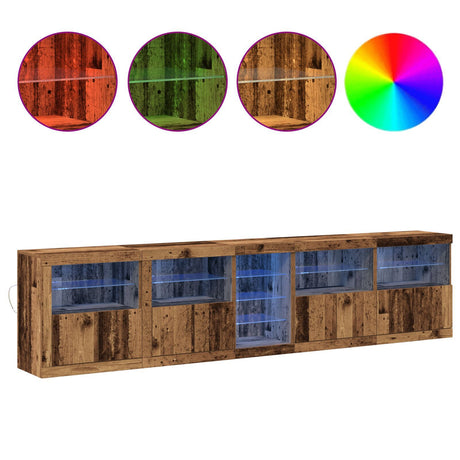 Sideboard With Led Lights Old Wood 283X37X67 Cm Engineered Wood