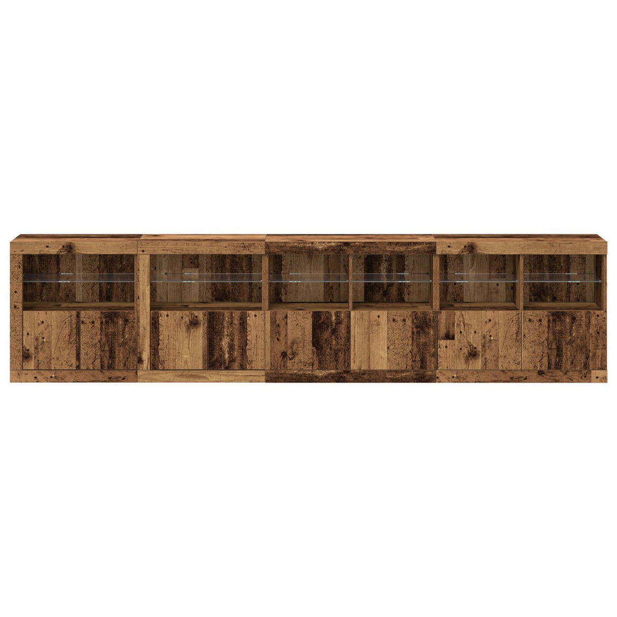 Sideboard With Led Lights Old Wood 283X37X67 Cm Engineered Wood