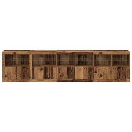 Sideboard With Led Lights Old Wood 283X37X67 Cm Engineered Wood