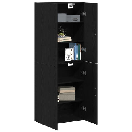 Cabinets 2 Pcs Black Oak 69,5X34X180 Cm Engineered Wood