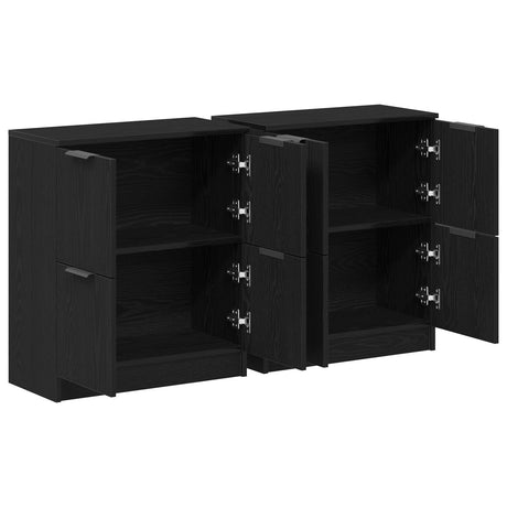 Sideboards 2 Pcs Black Oak 60X30X70 Cm Engineered Wood