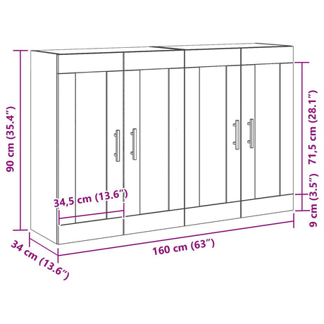 Wall Mounted Cabinets 2 Pcs Black Oak Engineered Wood