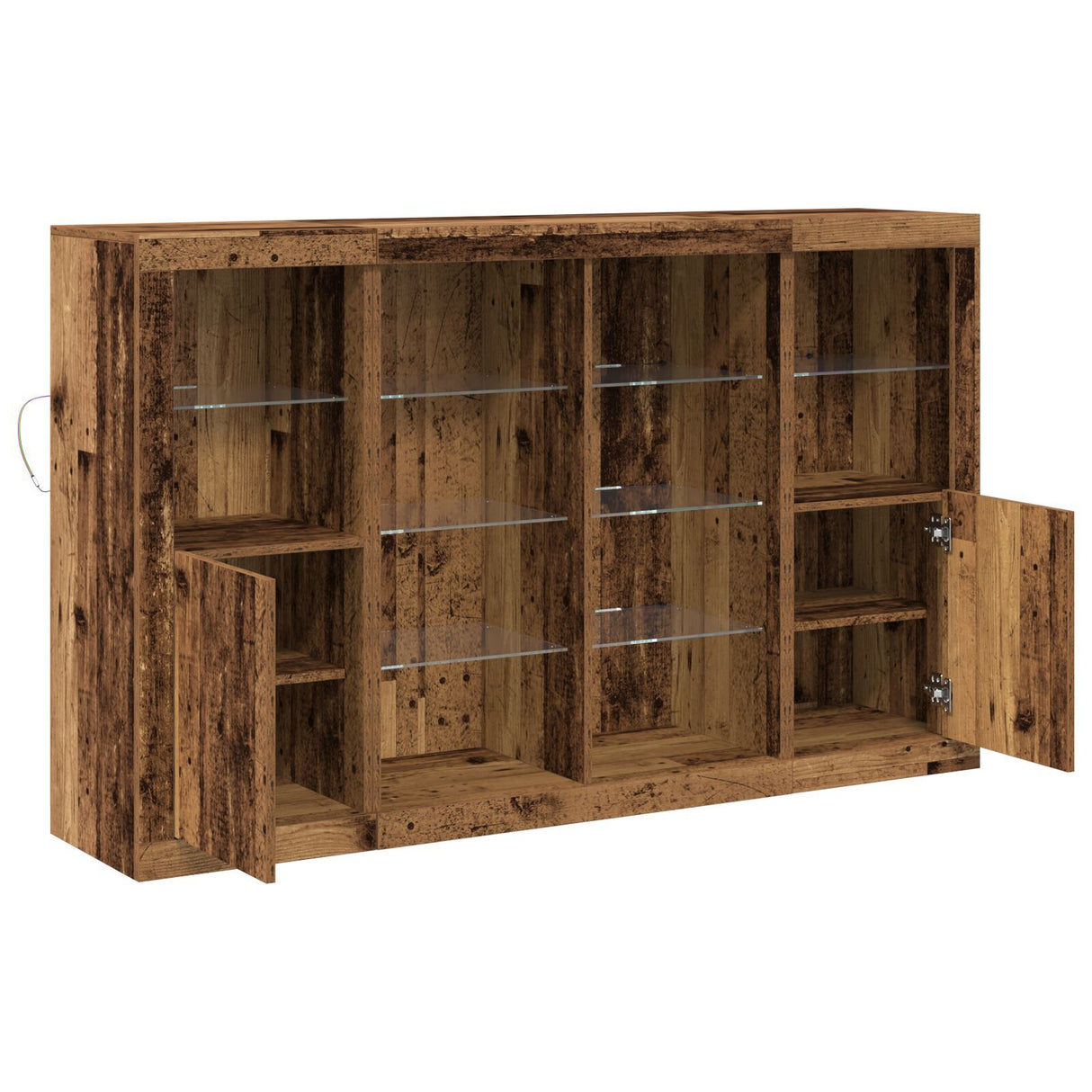 Sideboard With Led Lights Old Wood 163X37X100 Cm Engineered Wood,  Sideboard With Led Lights Old Wood 41X37X100 Cm
