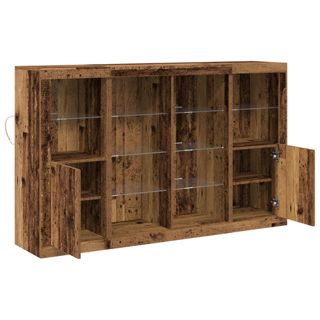 Sideboard With Led Lights Old Wood 163X37X100 Cm Engineered Wood,  Sideboard With Led Lights Old Wood 41X37X100 Cm