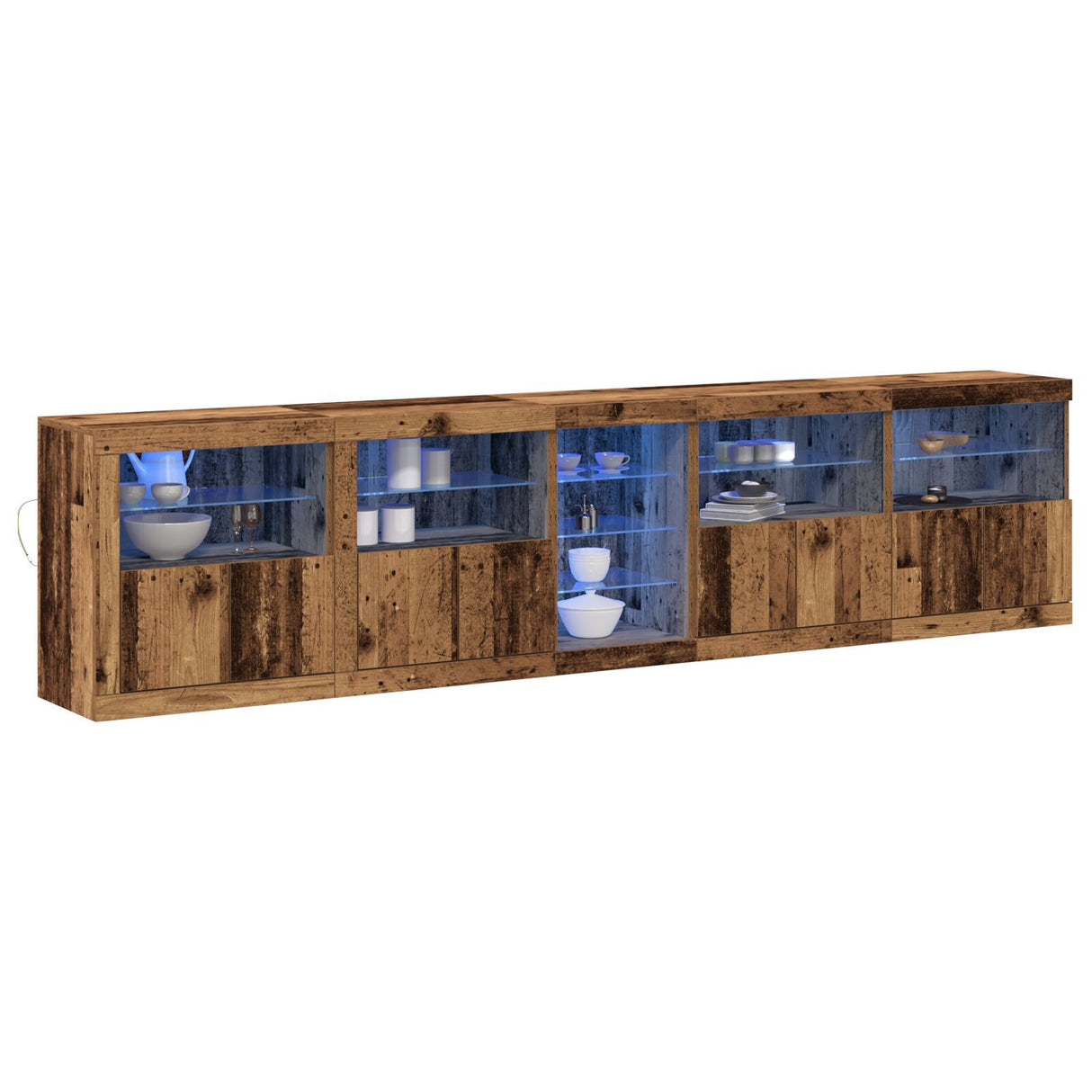 Sideboard With Led Lights Old Wood 283X37X67 Cm Engineered Wood