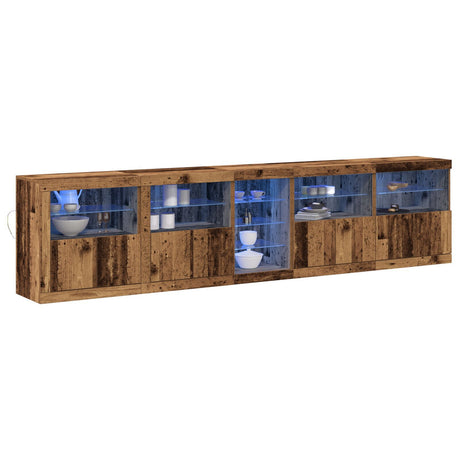 Sideboard With Led Lights Old Wood 283X37X67 Cm Engineered Wood