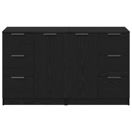 Sideboards 2 Pcs Black Oak 60X30X70 Cm Engineered Wood