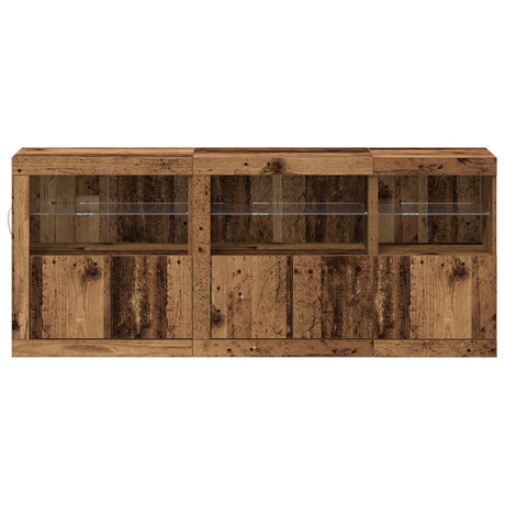 Sideboard With Led Lights Old Wood 162X37X67 Cm Engineered Wood
