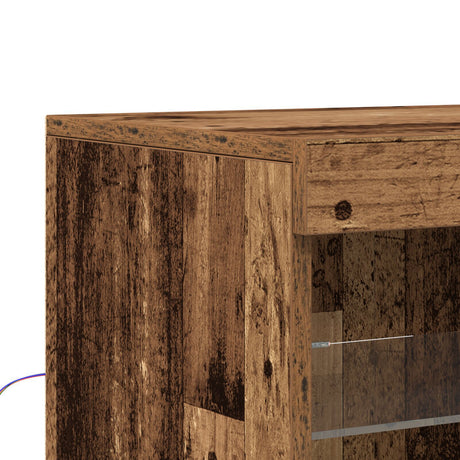 Sideboard With Led Lights Old Wood 163X37X100 Cm Engineered Wood,  Sideboard With Led Lights Old Wood 41X37X100 Cm