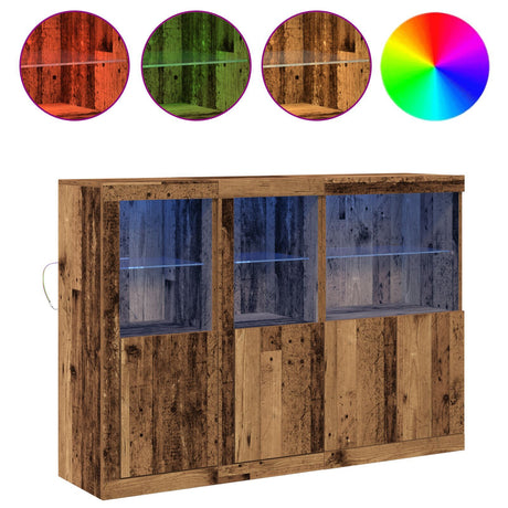 Sideboard With Led Lights Old Wood 142.5X37X100 Cm Engineered Wood