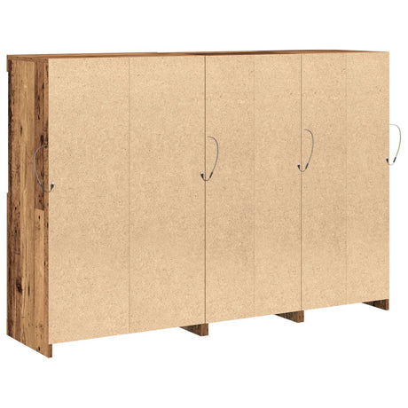 Sideboard With Led Lights Old Wood 142.5X37X100 Cm Engineered Wood