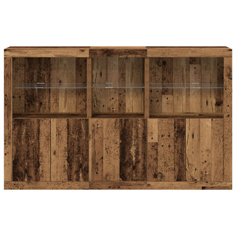 Sideboard With Led Lights Old Wood 162X37X100 Cm Engineered Wood