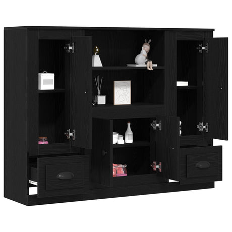 Highboard Black Oak 132X35,5X103,5 Cm Engineered Wood