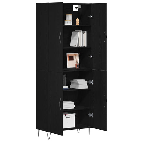 Highboard Black Oak 69,5X34X180 Cm Engineered Wood