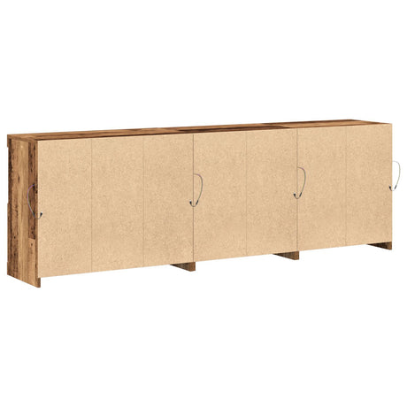 Sideboard With Led Lights Old Wood 202X37X67 Cm Engineered Wood