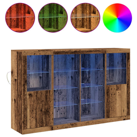 Sideboard With Led Lights Old Wood 163X37X100 Cm Engineered Wood,  Sideboard With Led Lights Old Wood 41X37X100 Cm