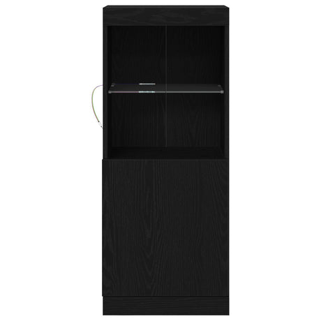 Sideboard With Led Lights Black Oak 41X37X100 Cm