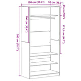 Black Oak Wardrobe 100X50X200 Cm - Made Of Engineered Wood