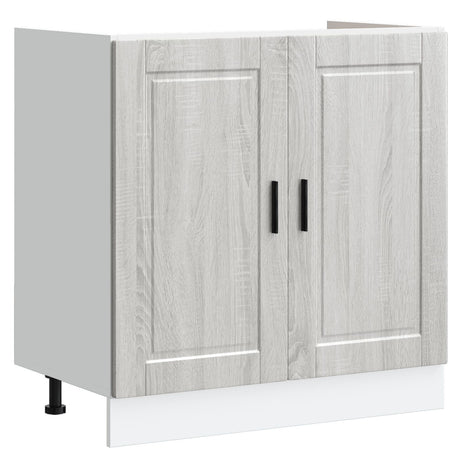 Sink Base Cabinet &quot;Porto&quot; With Sink Grey Sonoma 80X46X84,5 Cm Engineered Wood