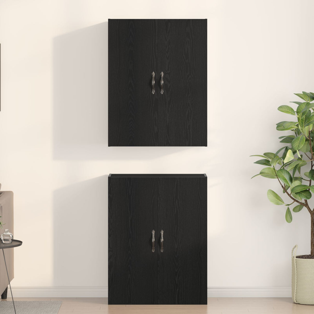 Cabinets 2 Pcs Black Oak 69,5X34X180 Cm Engineered Wood