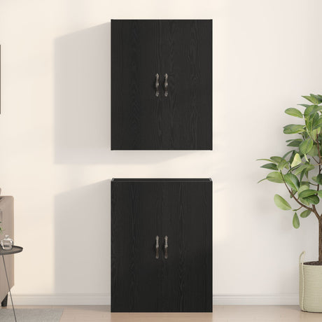 Cabinets 2 Pcs Black Oak 69,5X34X180 Cm Engineered Wood
