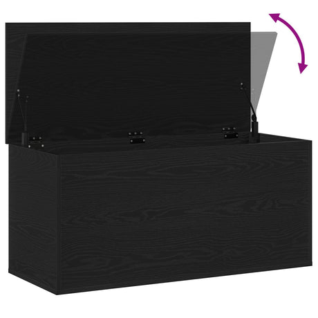 Storage Box With Lid Black Oak 100X42X46 Cm Engineered Wood