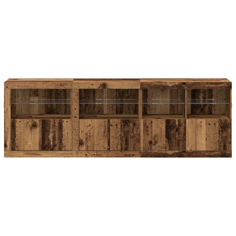 Sideboard With Led Lights Old Wood 202X37X67 Cm Engineered Wood