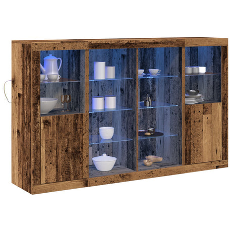 Sideboard With Led Lights Old Wood 163X37X100 Cm Engineered Wood,  Sideboard With Led Lights Old Wood 41X37X100 Cm