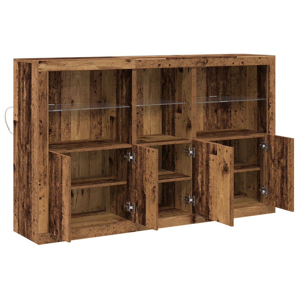 Sideboard With Led Lights Old Wood 162X37X100 Cm Engineered Wood