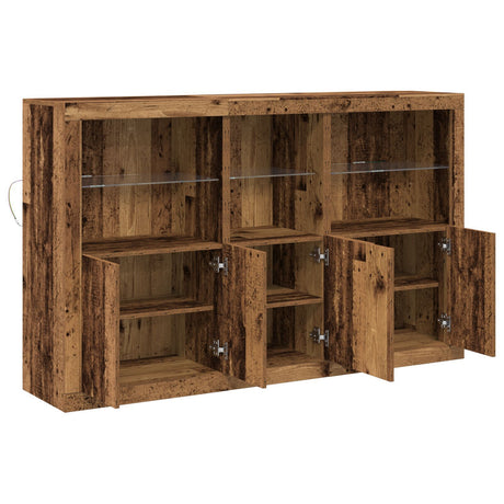 Sideboard With Led Lights Old Wood 162X37X100 Cm Engineered Wood