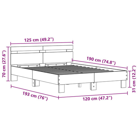 Oak Bed Frame Artisan Oak Engineered Wood 120 X 190 Cm Durable