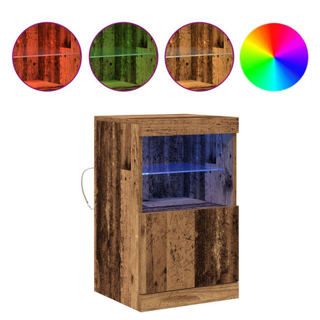 Sideboard With Led Lights Old Wood 41X37X67 Cm