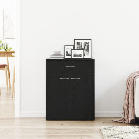 Black Oak Sideboard 60X30X75 Cm Made Of Engineered Wood