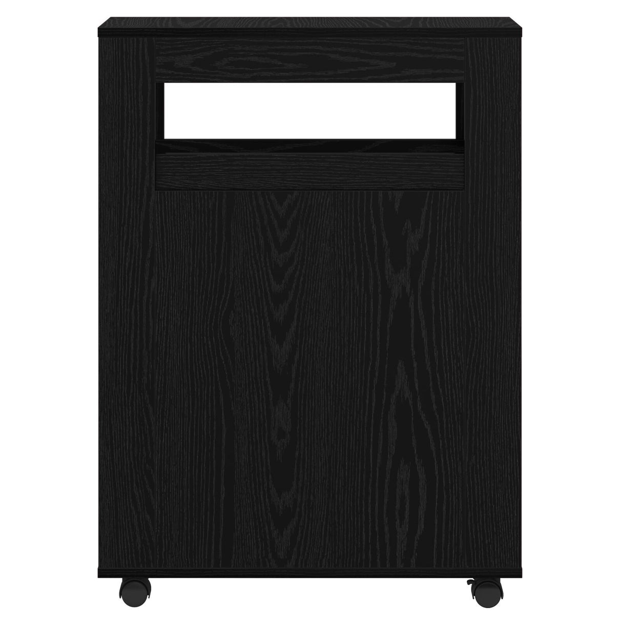 Narrow Bathroom Cabinet With Wheels Black Oak Engineered Wood